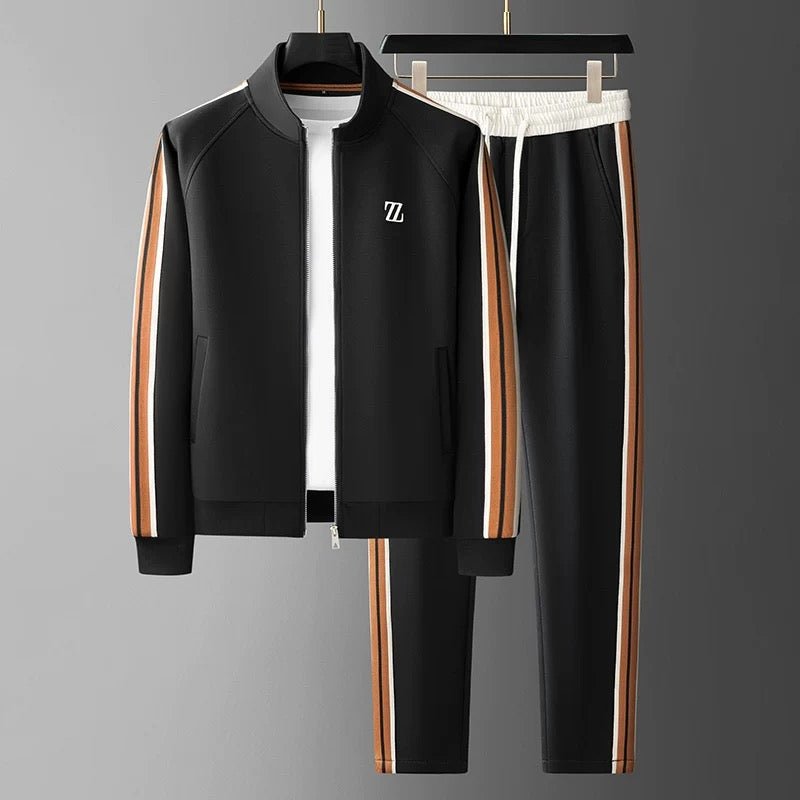 Luca | Herren 2-teiliges Trainingsanzug-Set mit Reißverschlussjacke und Seitenstreifen-Jogginghose